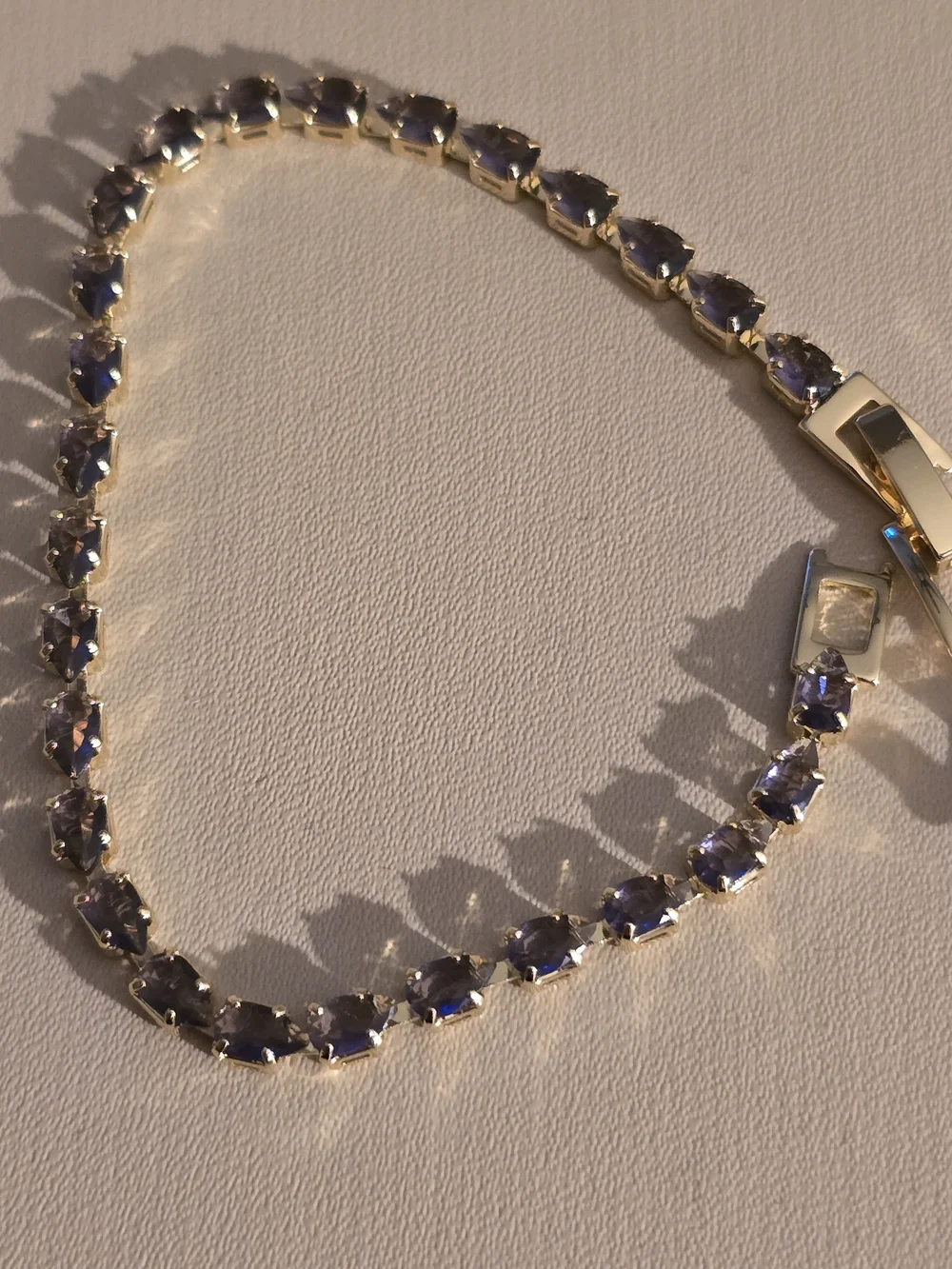 Gold Tennis Bracelet with Purple Stones - Women Jewelry